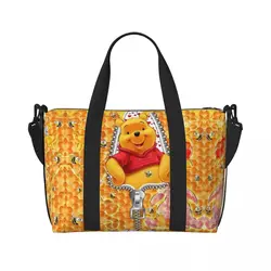 Custom Winnie Pooh Bear Manga Groceries Shopping Tote Bags Women Large Capacity Gym Beach Travel Bags