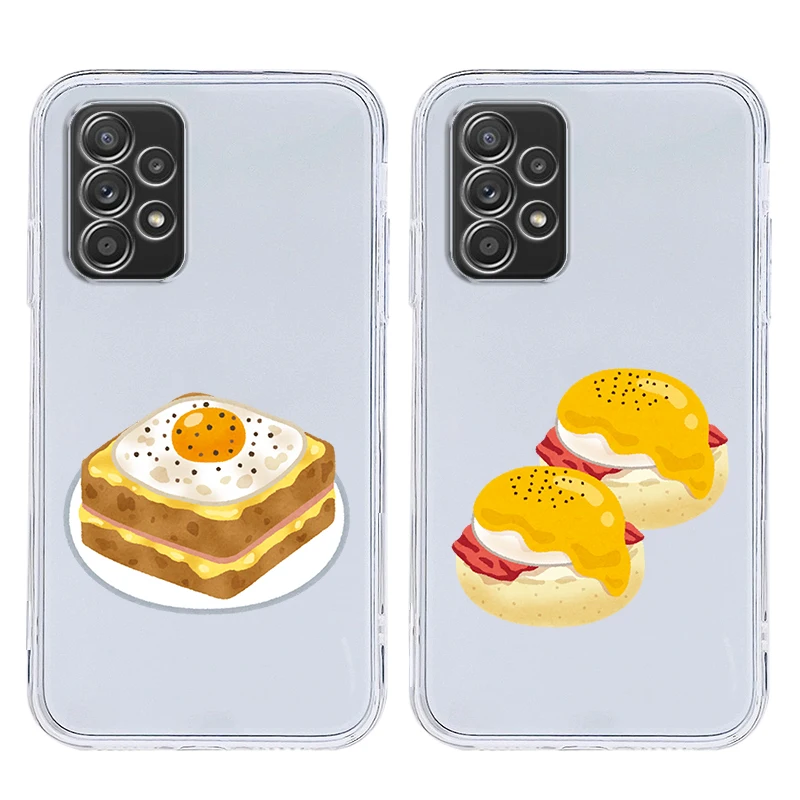 Cute Food Breakfast Cartoon Case For Samsung A37 A57 A15 A13 A35 A55 A51 A71 A41 A05 A17 A23 A25 A33 A53 A73 5G A07 4G Cover