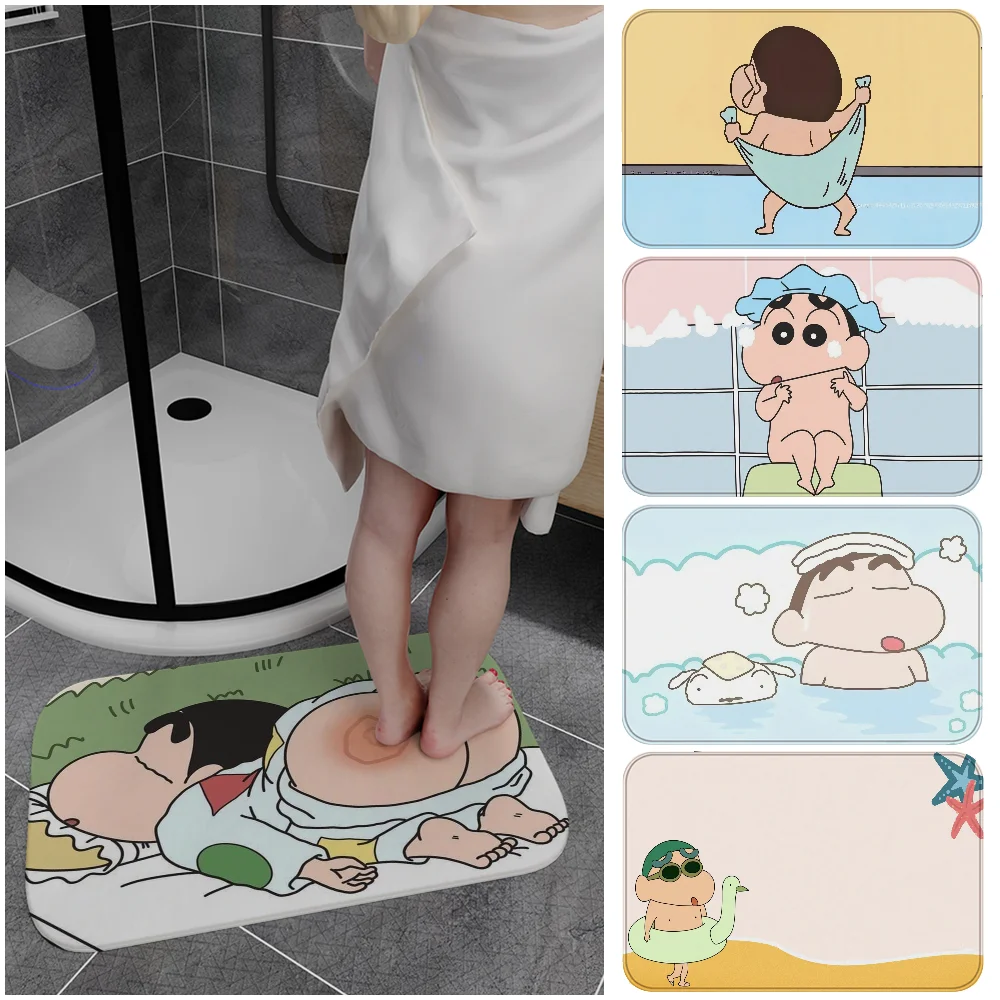 Cartoon Crayon Shin-chan Kitchen Mat Kids Room Bedroom Decoration Balcony Anti-Slip Doormat Living Room Alfombra