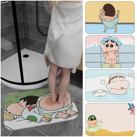 세탁 가능한 기니피그 케이지 라이너 옥스포드 천 타프 바닥, 소형 동물용 재사용 가능, 내구성 있는 애완동물 케이지 매트 간편한 청소 9 만화 크레용 신짱 주방 매트 어린이 방 침실 장식 발코니 미끄럼 방지 도어 매트 거실 Alfombra
