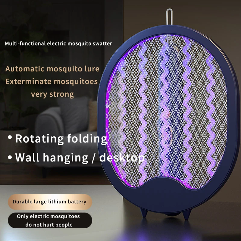 2 in 1 Folding Electric Mosquito Swatter USB Rechargeable UV Lure Shock to Kill Anti Insect Flies Household Killer Trap