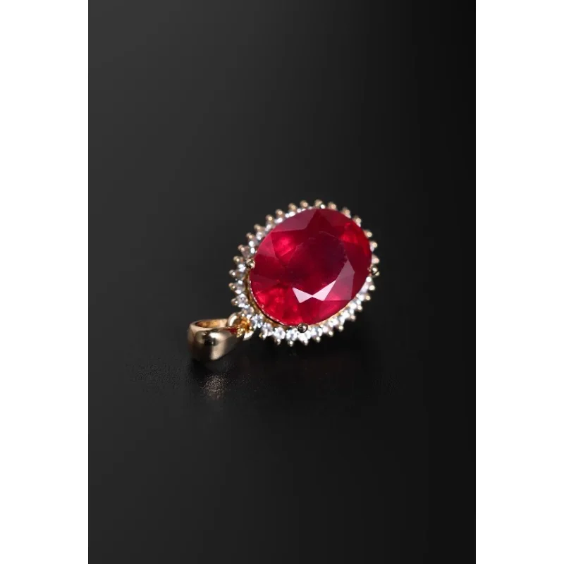 

Large grain ruby pendant women's 18K gold colored treasure