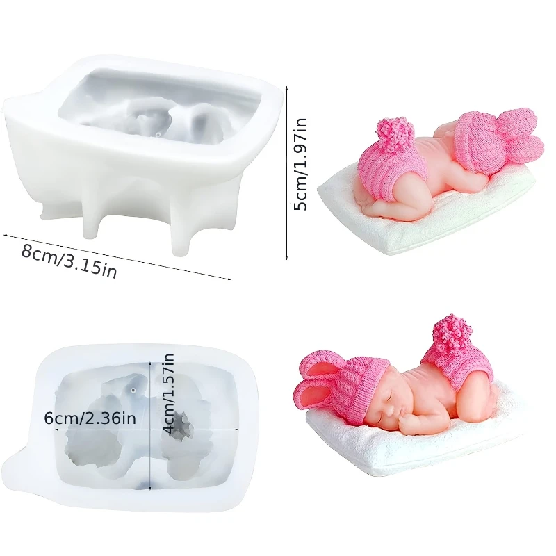 

1PC 3DSleep Baby Candle Silicone Mold Cute Child Portrait DIY Craft Plaster Soap Resin Molds for Handmade Chocolate Ice Cube Bak