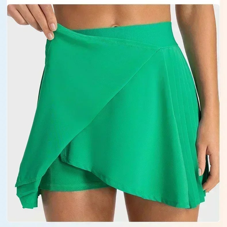 Lemon Women Sport Tennis Skirt Shorts Golf Pleated Skirt With Lining Outdoor Jogging Gym Leggings Leisure Fitness Short Skirts