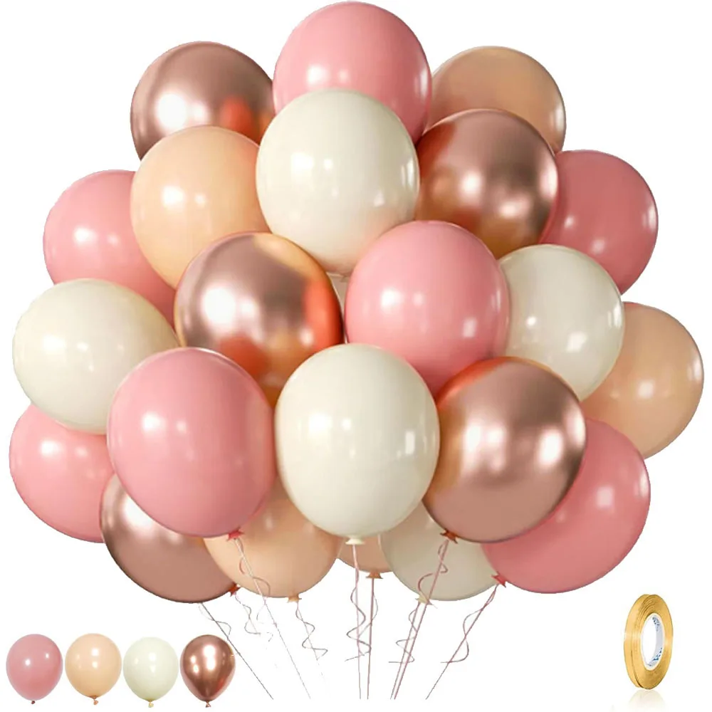 40 stuks Boho roze zand witte latex ballonnen 10 inch metaal chroom goud ballonnen voor verjaardag bruiloft baby shower partij decor globos