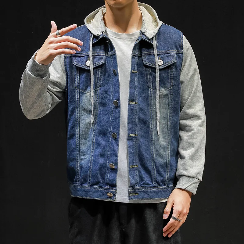 

Весна 2021, модные мужские свободные весенние мужские с капюшоном в корейском стиле