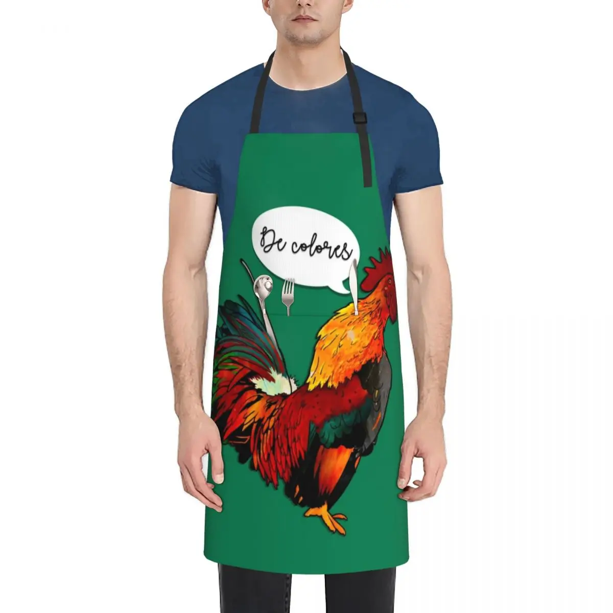 

De Colores Stained Glass Rooster Apron Hairdresser Men'ss Kitchen Items For Home Apron