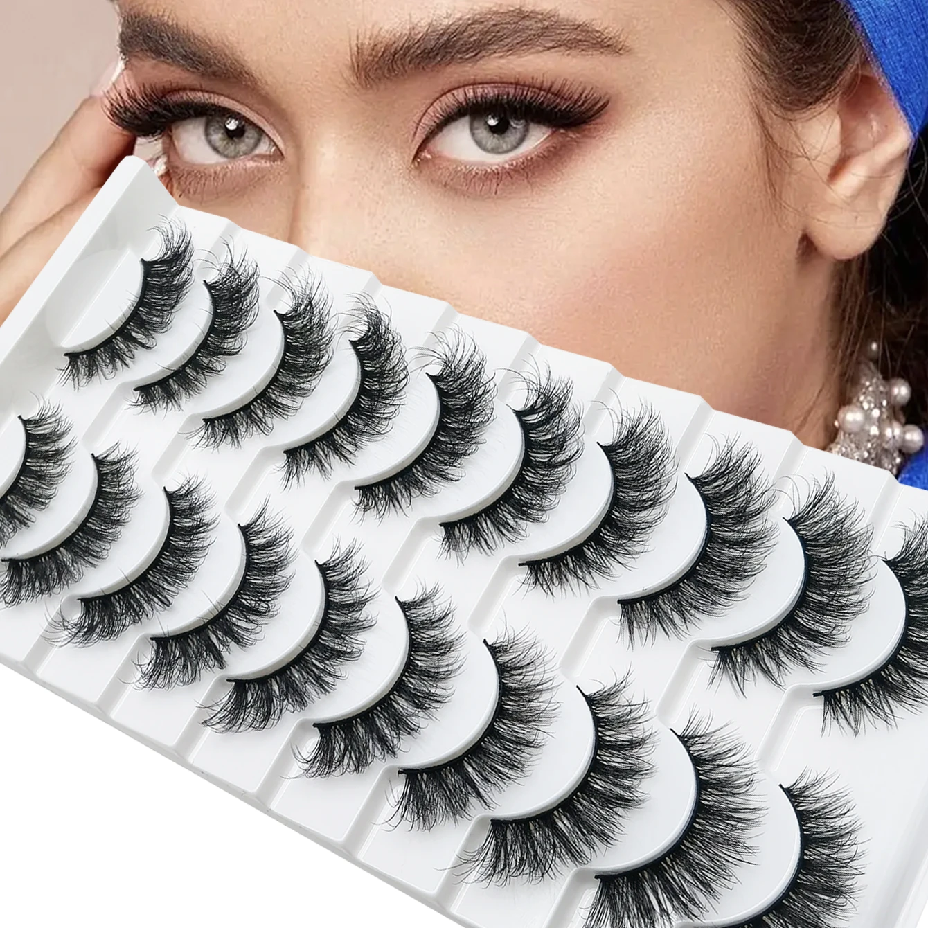 رموش طبيعية طويلة وسميكة -10 أزواج، قطعة كاملة رموش طويلة رقيقة وملفتة للنظر، متينة وطويلة الأمد #1