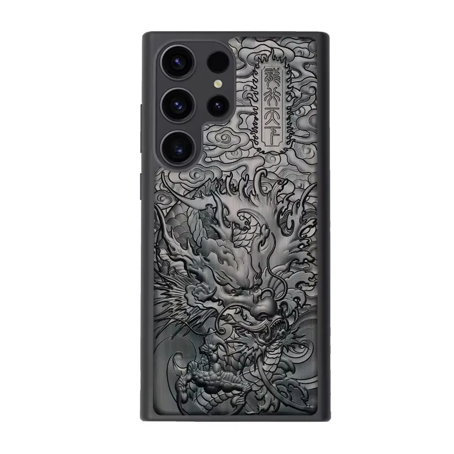 

Luxury Stereo Carved Ebony Phone Case for Samsung Galaxy S25 Ultra Shell for Samsung S25 Plus Wood Silicone Phone Cover