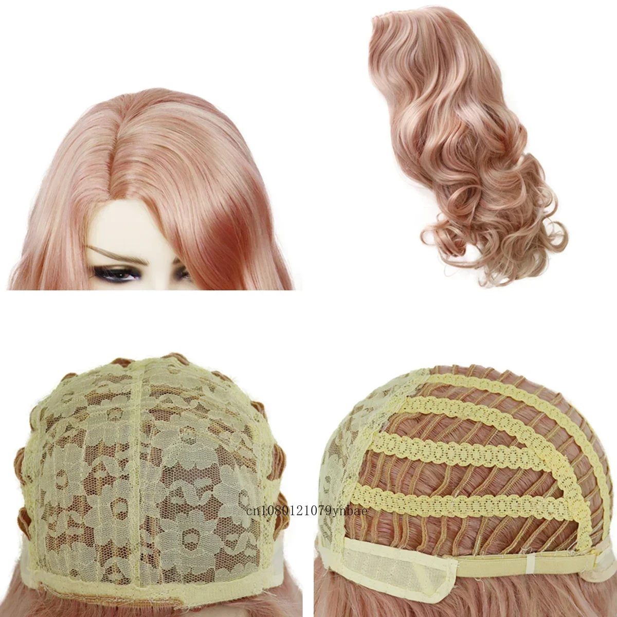 Różowa Peruka Syntetyczne Długie Kręcone Peruki dla Kobiet Lady Girls Cosplay Lolita Peruka Halloween Karnawał Kostium Impreza Użyj Naturalny Wygląd