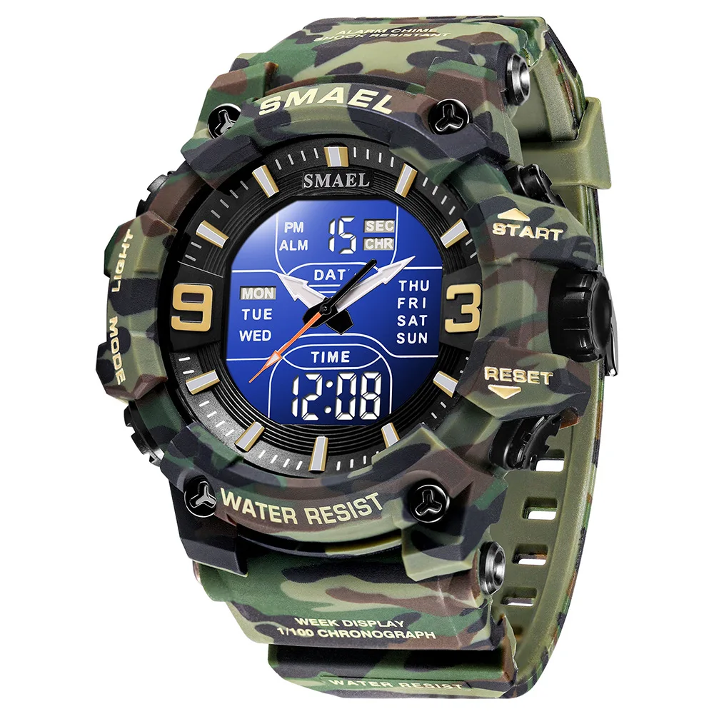 New multifunctional sports waterproof camouflage sports night light tactical outdoor mountaineering watch electronic watch