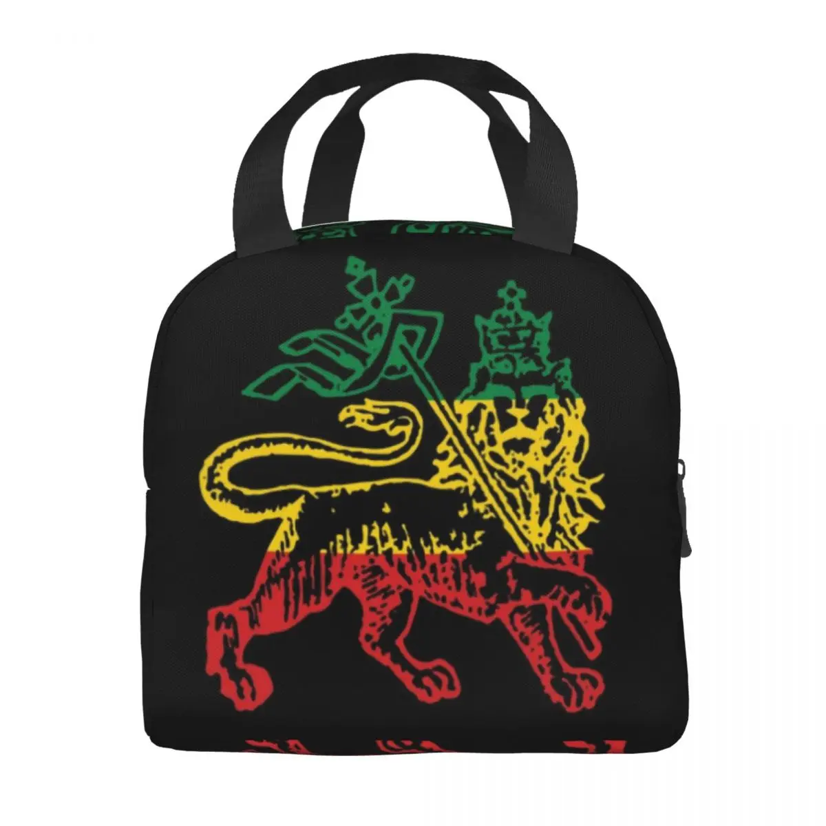 Custom Lion Of Judah Flag Ethiopia King Lunch Bag Men Women Cooler Thermal Insulated Lunch Boxes for Student School