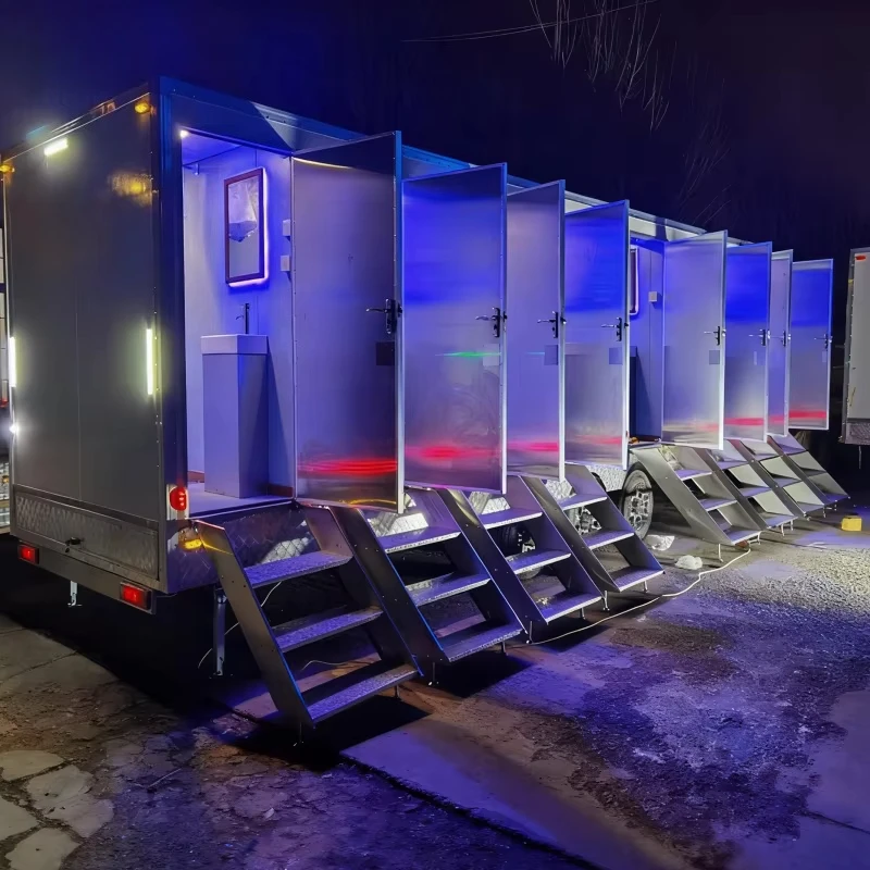 All In One Shower Toilet Combo Trailer Self Contained Fresh Waste Tank Portable Restroom For Rural Farm Event
