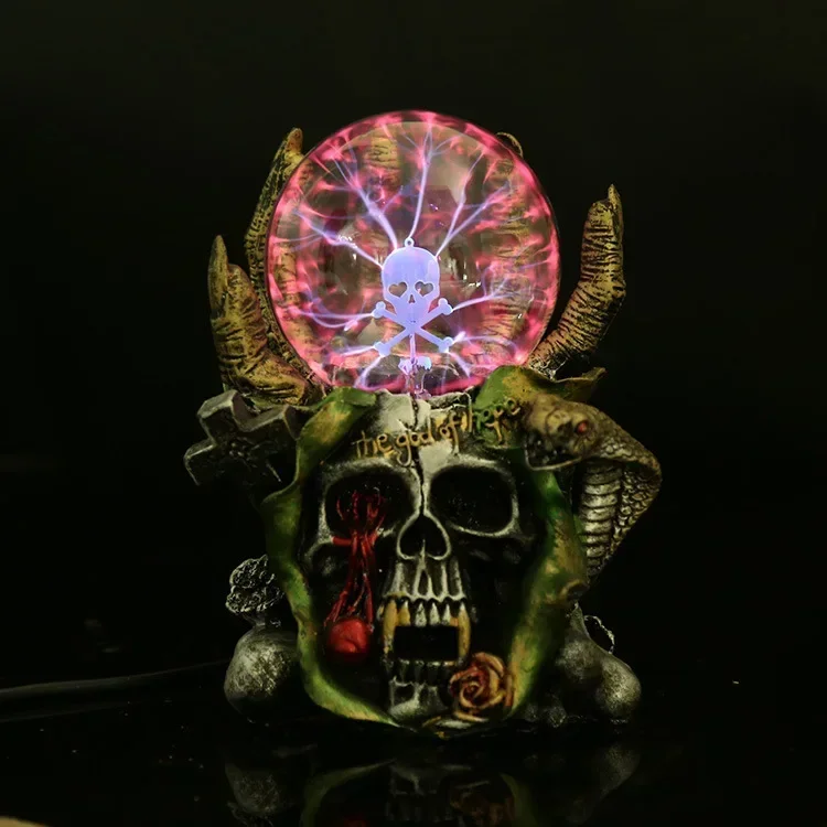 [Funny Devil Skeleton hand Electrostatic Plasma Ball Sphere Light Magic Crystal holiday Lamp Household/Office Desktop Decoration