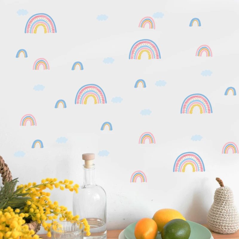 Boho Unique Rainbows Hearts Stars Nursery Wall Sticker Vinyl Removable Wall Art Decals Kids Room Interior Home Decoration Gifts