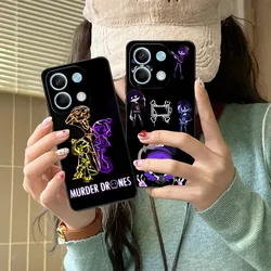 Murder Drones Uzi Mobile Cell Phone Case for Xiaomi Redmi Note 13 12 11 10 9 8 7 6 S A Pro Lite Plus 5G Black Phone Cover Funda