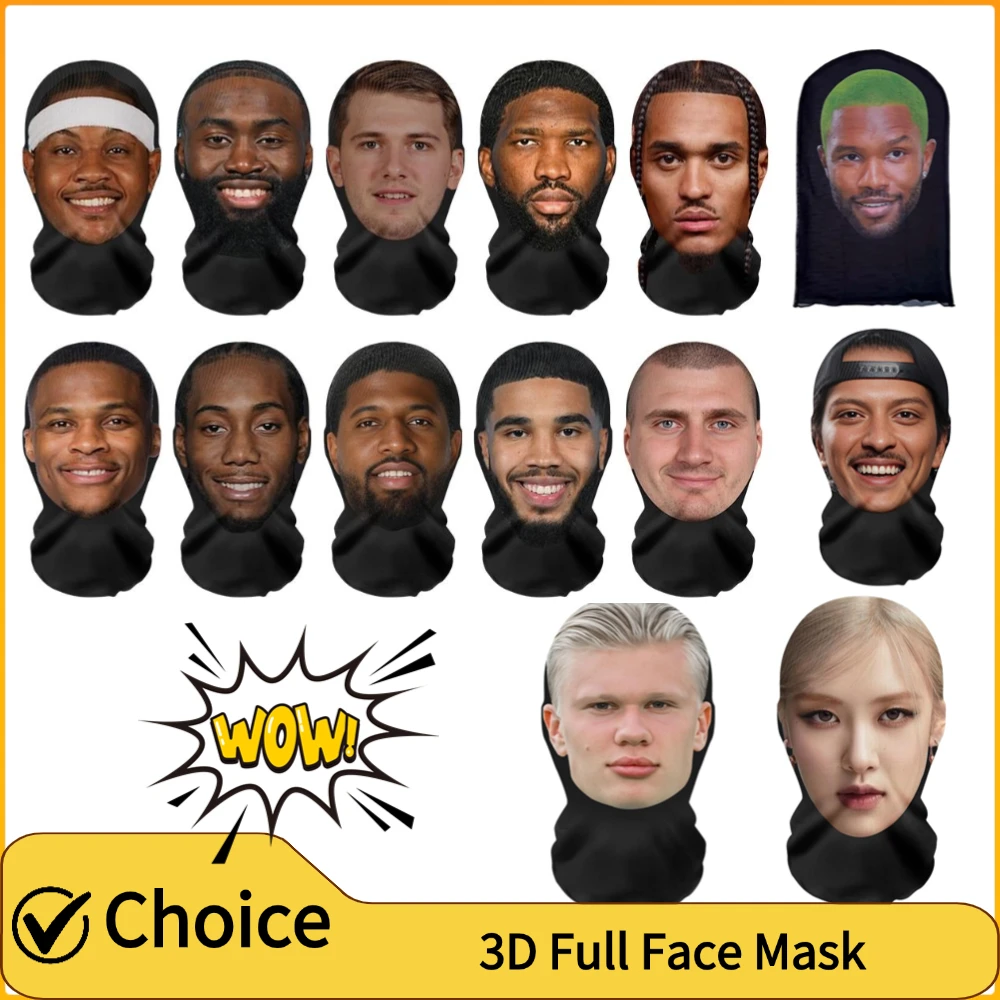 New 3D Printed Mask Full Face Mask Simulation Character Celebrity Face Funny Headgear for Fans Cosplay Role Play Face Mask