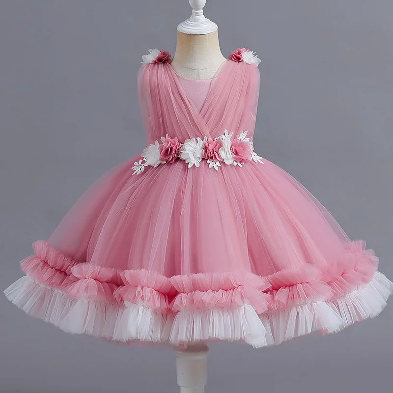 Baby Dress New Girl\'s Birthday Party Elegant Evening Dress Sequin Big Bow Fluffy Ballet Performance Girl Princess Dress