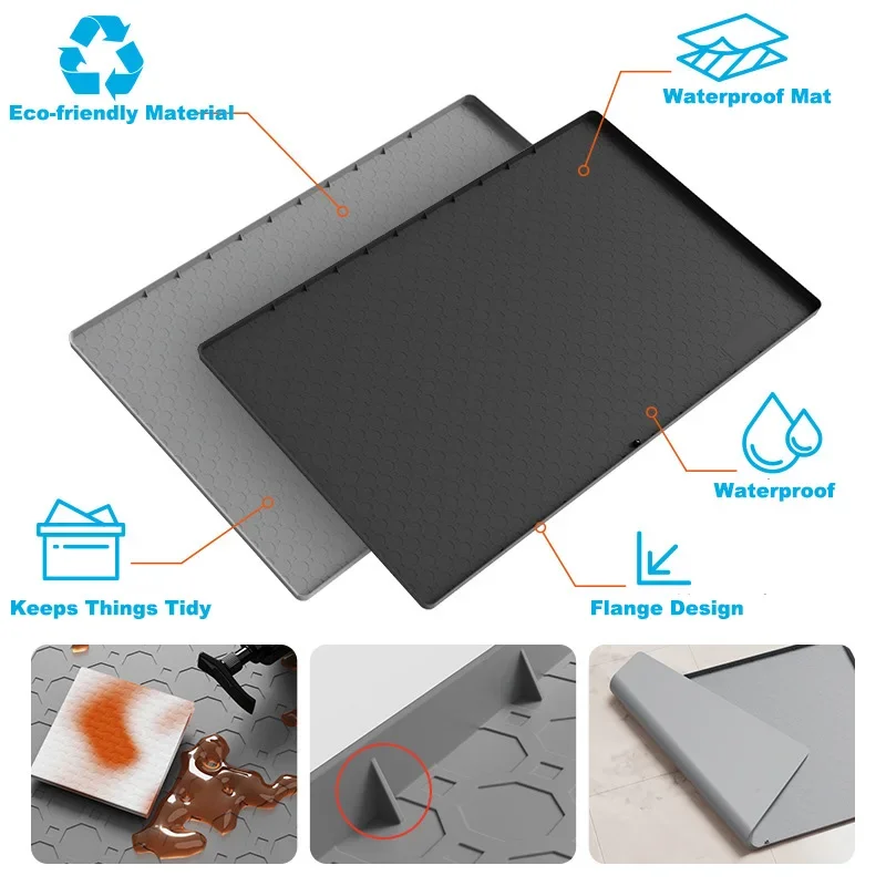Under Sink Waterproof Silicone Mat Flexible Silicone Cabinet Liner 34x22‘’ Kitchen and Bathroom Sink Mats Protectors Storage