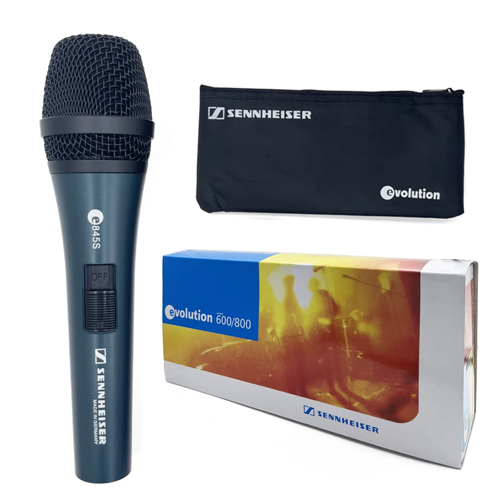 Sennheiser-micrófono profesional E845S Original, micrófono de mano dinámico supercardioide con cable para actuaciones en vivo, Karaoke