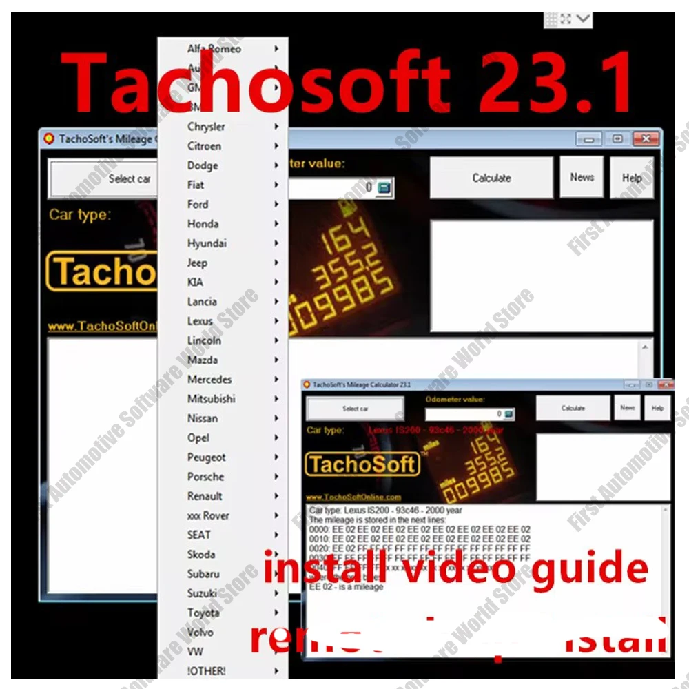 Hot Sell Newest Tachosoft Mileage Calculator V23.1 for accesorios para auto tools Support Many Car Brand