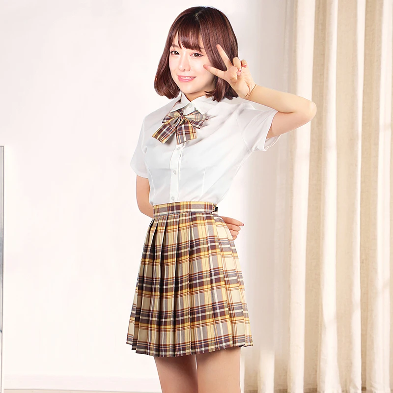 Ohyeahlady Student Plaid Pleated Skirts Suit Plus Size College Style JK Uniform Full Set Lady Sexy School Blouse Cosplay Costume