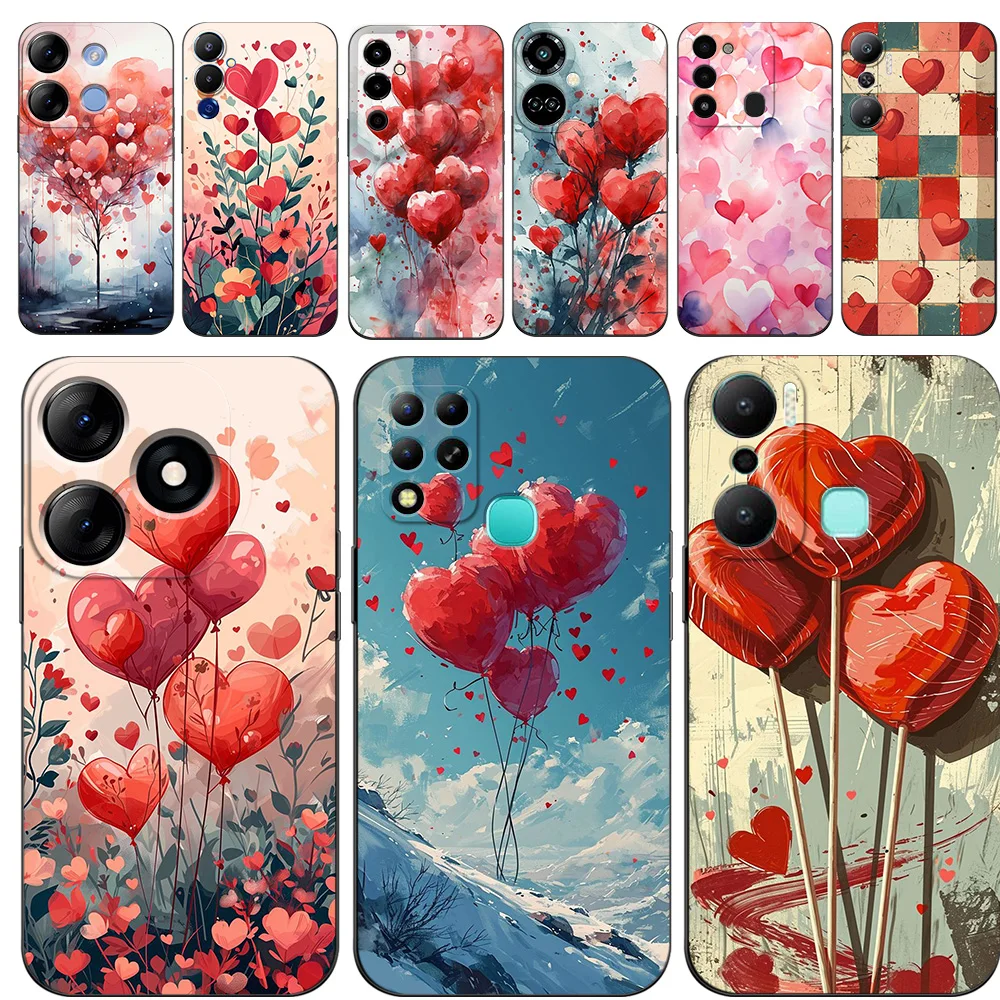 BLACK TPU CASE FOR TECNO SPARK GO 2023 2022 9 8 10 PRO 10C POP 7 6C POVA 4 NEO 2 5 COVER Valentine’s Day heart