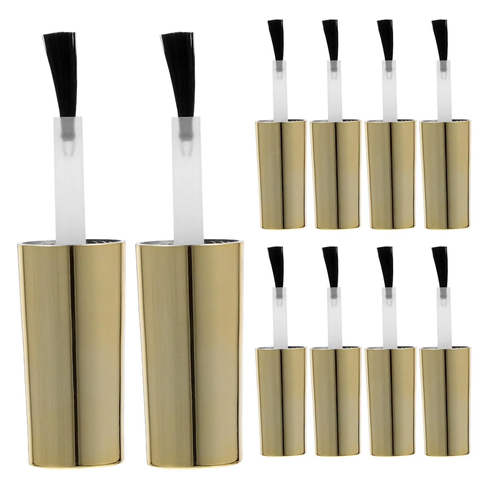 

10pcs Nail Polish Replacement Brush Caps 10ml Golden Bottles Gel Fingernail Reusable Durable Plastic Rayon Home Salon Shops