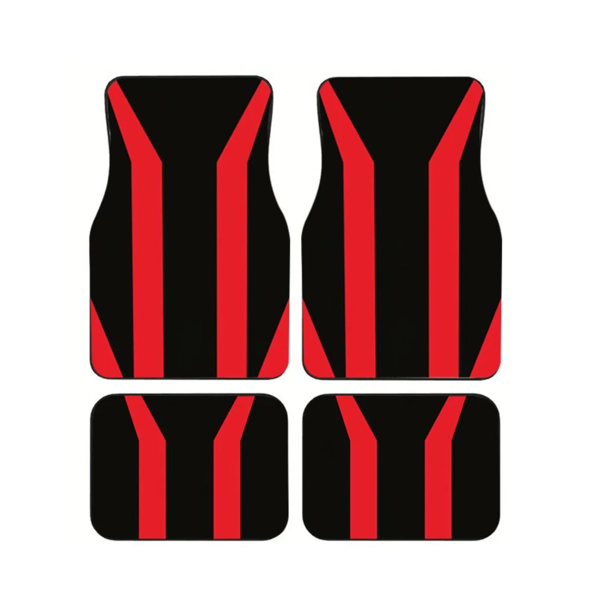 

4PCS Red Double Vertical Stripe Racing Style Car Floor Mats Universal Non Slip Waterproof Auto Foot Carpets Interior Accessories
