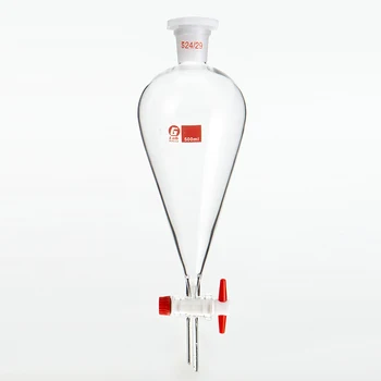 1 pz 30 ml a 1000 ml a forma di pera trasparente e spesso imbuto di separazione con pistone in PTFE per esperimenti di laboratorio