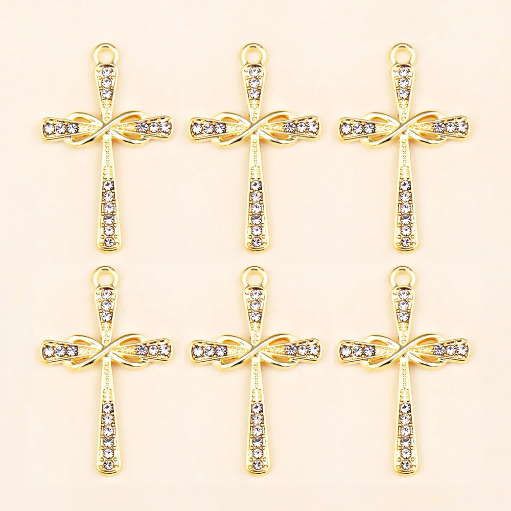 Exquisite Schmuck Zubehör Perle Kristall Strass Legierung Kreuz Charms DIY Ohrringe Halskette Christian Kruzifix Anhänger Handwerk – Detail 10