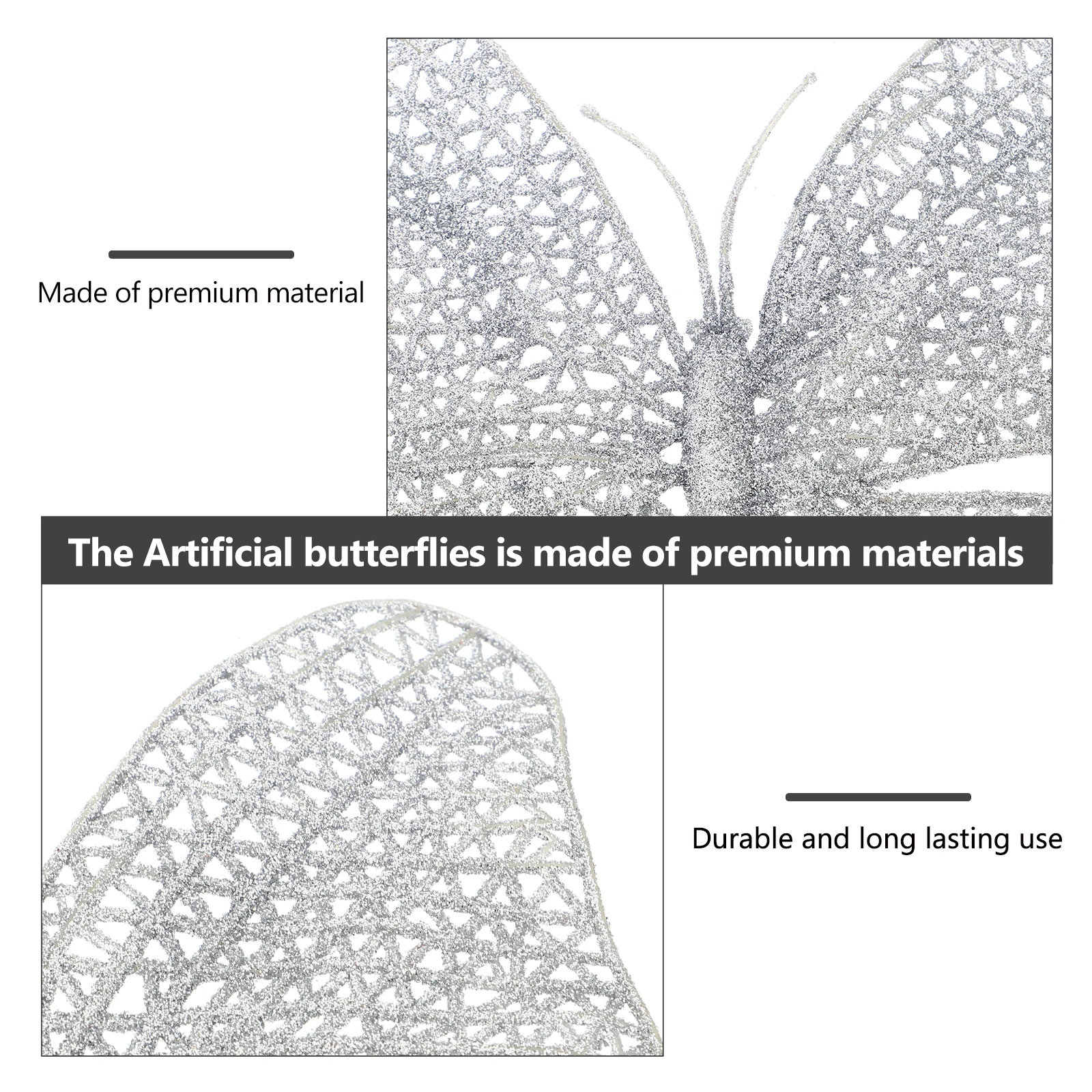 

6 Pcs Butterfly Christmas Ornaments Glitter Decorations Hollow Out Craft Embellishments Butterflies Plastic Simple