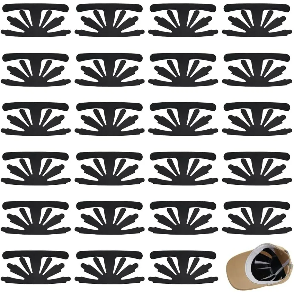 

24 Pcs Baseball Caps Inserts Shapers 6.4x11.4inch Resin Black Hat Inner Support Baseball Bump Cap Holder Flexible & Long