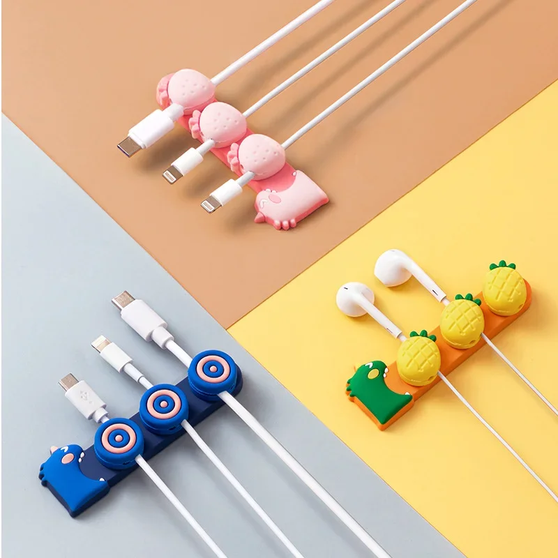 Magnetic USB Cable Organizer Cable Clamp Wire Winder Headphone Earphone Holder Cord Silicone Clip Phone Line Desktop Management