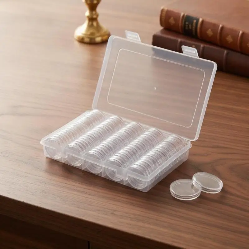 Transparent Coin Protector Case 100Pcs Waterproof 27 30mm Compatible for Commemorative Coin Collection Travel Use