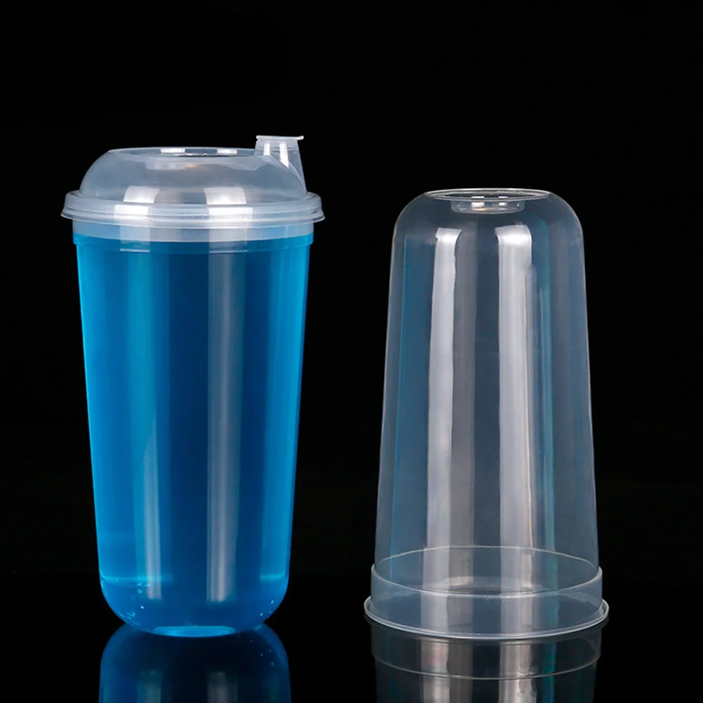 

20Pcs Disposable U Shaped Milk Tea Cups Durable Plastic Juice Smoothie Cups for Cafe Restaurants Disposable Milk Tea Cup