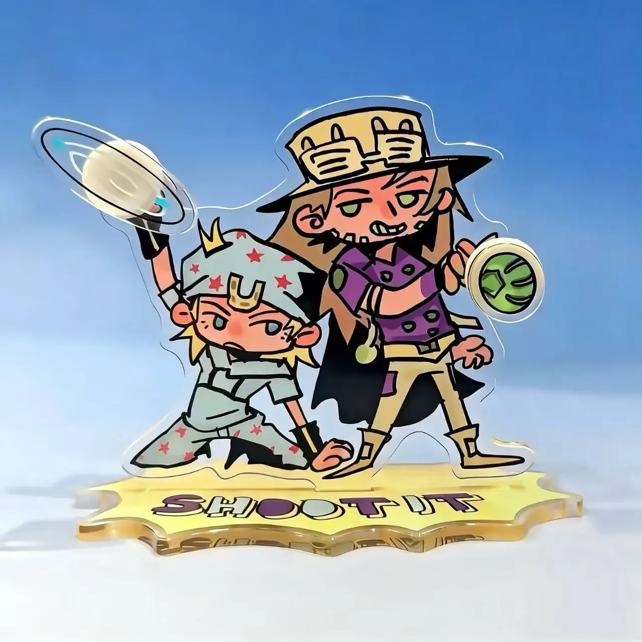 JoJo Steel Ball Run Gyro Zeppeli Johnny Joestar Acrylic Figure Stand Plate Desktop Decoration Ornament Props Fans Collectio Gift image 3