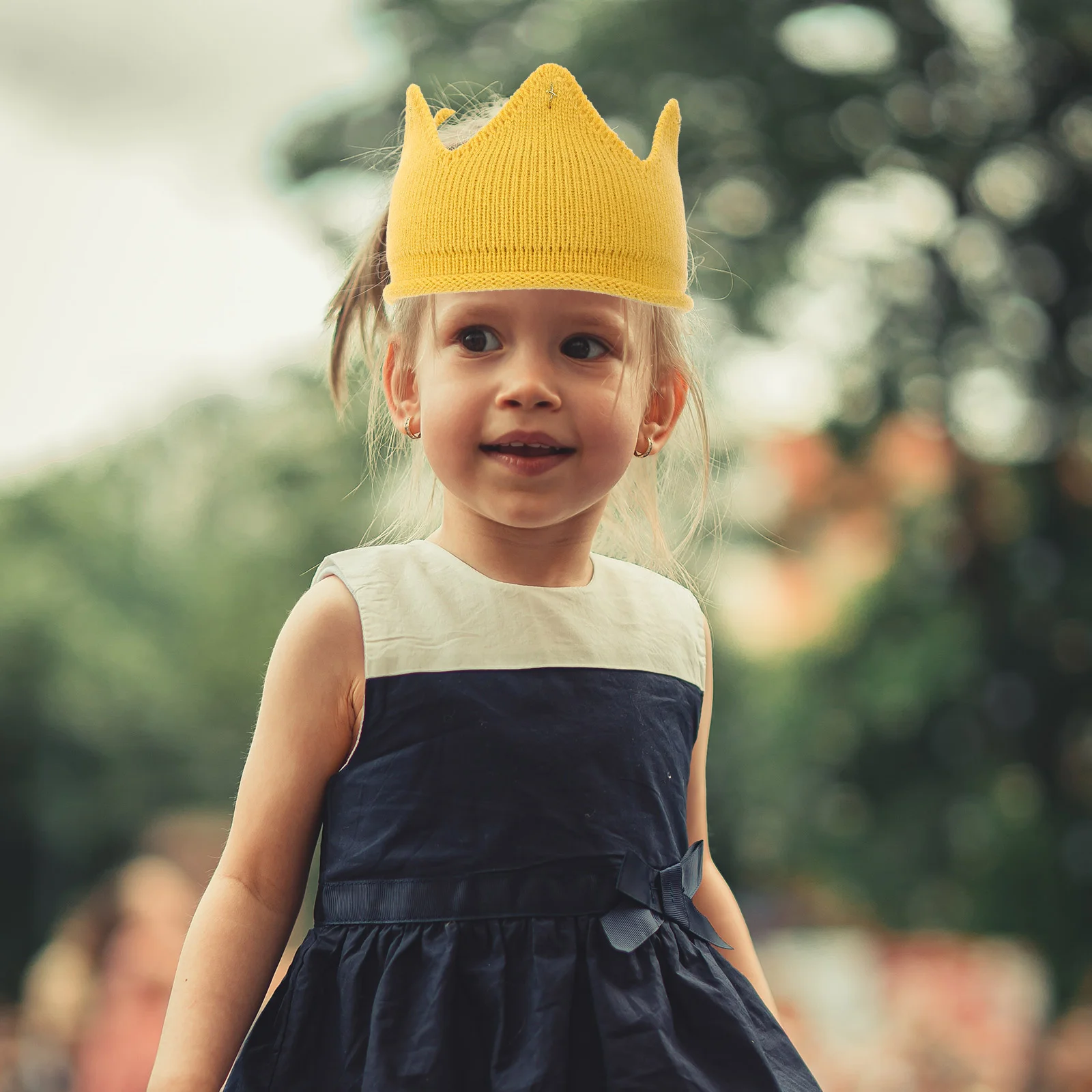 Stirnbänder für Kleinkinder, Jungen, Babykleidung, Kronenmütze, Wintermütze, gelb, gestrickt, Mädchen