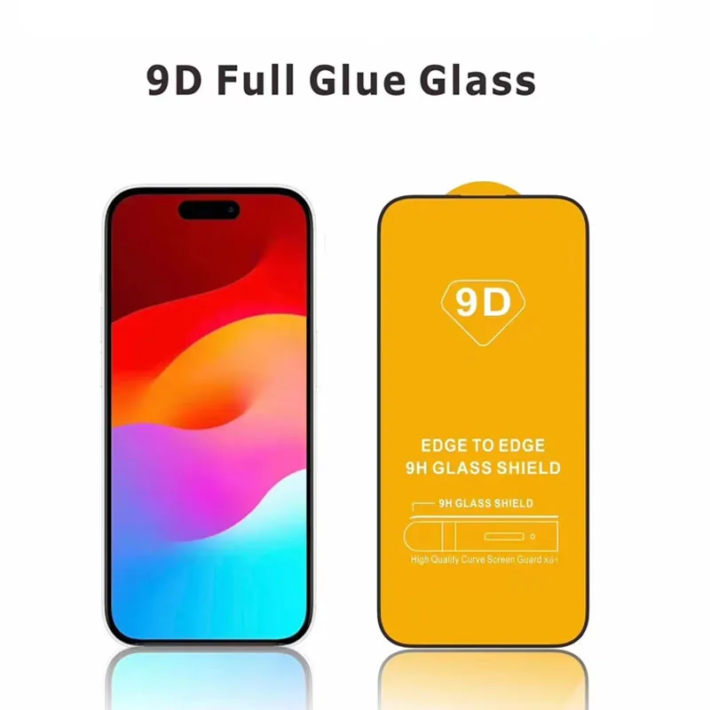 

100PCS 9D Tempered Glass Screen Protector For iphone 16 15 14 13 12 11 Pro mini XS MAX XR 7 8 Plus samsung xiaomi Huawei