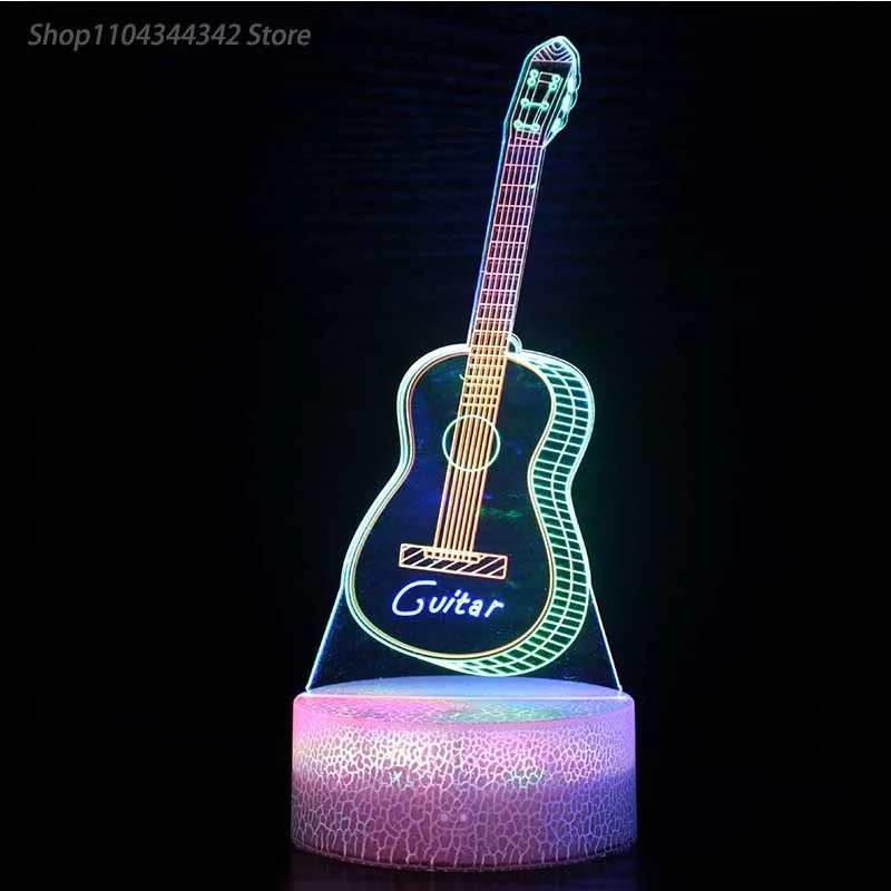 3D DIY Acrylic Creative Guitar Earphones Night Lights Living Room Bedhead Creative Accessories Gift Display Lights USB Atmospher