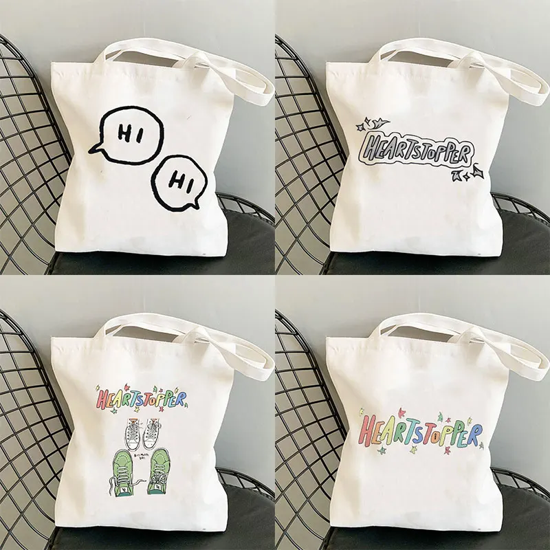 yaoi Heartstopper oi bolsa de praia feminina sacola discurso bolhas citação livro bolsa de ombro bolsa de lona 2022 mulher bolsa de praia shopper grande tote tote saco verão