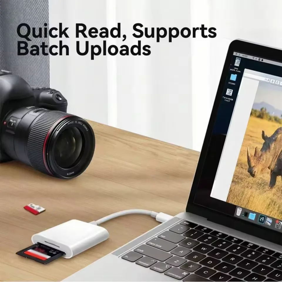 قارئ بطاقات USB-C 2 في 1، محول لـ SD/TF، نقل عالي السرعة لهاتف iPhone15 16 17/iPad Pro/Macbook/قارئ بطاقات متعدد الوظائف