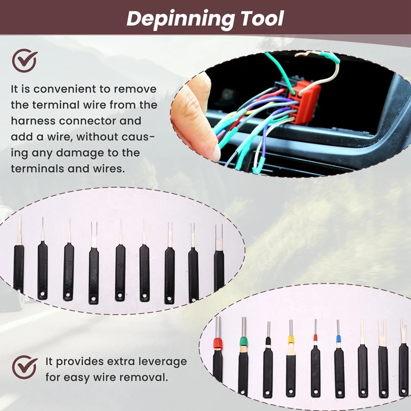 AB30-Auto Terminal Removal เครื่องมือ,สายไฟรถยนต์ PIN EXTRACTOR Connector PULLER Kit,Depinning ชุดเครื่องมือ (18 ชิ้น)