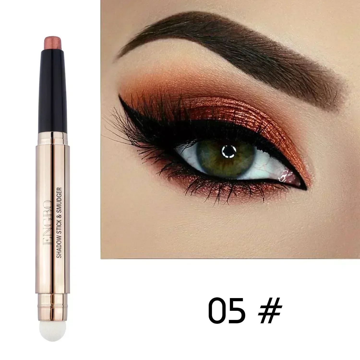 ENGBO Double face Monochrome fard à paupières stylo paillettes fard à paupières Eyeliner stylo haute brillance sans décoloration Sexy femme maquillage des yeux cosmétiques