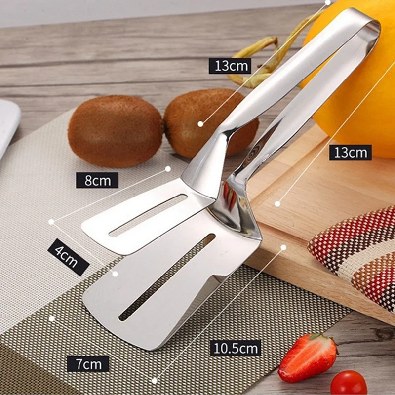 Clip de pala de doble cara de acero inoxidable, pinzas de cocina con espátula de acero inoxidable, abrazadera para parrilla, Clip para espátula volteadora