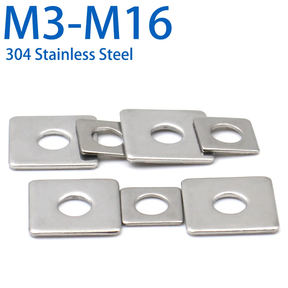 304 Stainless Steel Square Flat Washers Square Shape Gasket Spacer Fastener M3-M16