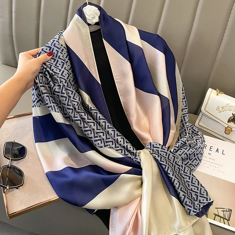 2024 New Luxury Brand Silk Scarf for Women Designer Long Shawls Winter Bufanda Neck Foulard Lady Scarves Hijab 90*180cm