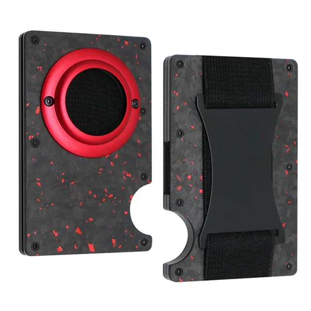 Cartera Airtag Men Carbon Fiber Forged Wallet Minimalistyczny, smukły portfel biznesowy z uchwytem na kartę kredytową Rfid z paskiem na gotówkę i klipsem na pieniądze