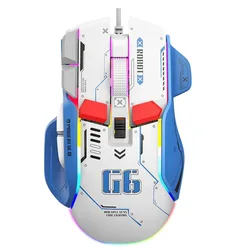 FreeWolf G6 Wired Mechanical Mouse Macro Programming Colorful Light-emitting RGB Computer Laptop Gaming Office Ergonomic Optical