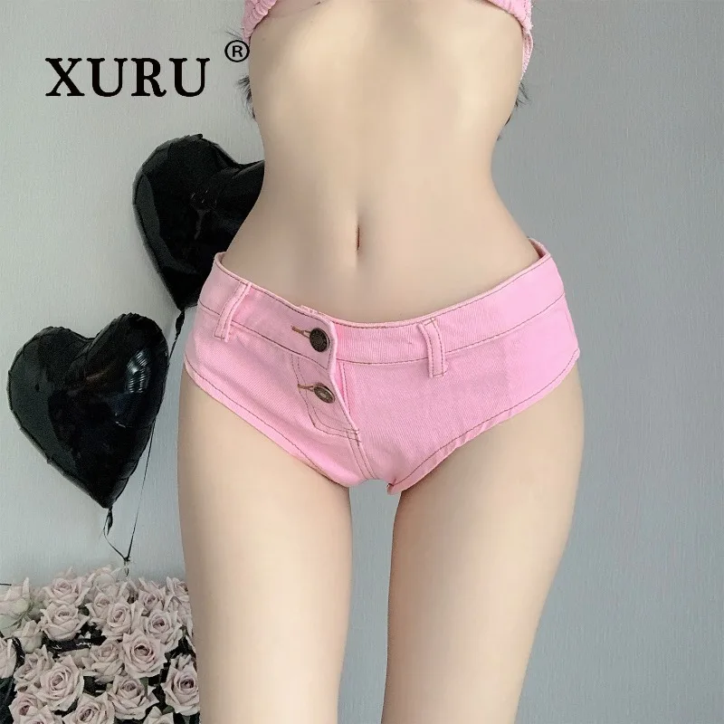 XURU - Europejskie i Amerykańskie Nowe Damskie Jeansy z Niską Talii, Seksowne Szorty Jeansowe z Dziurami, Letnie Szorty Denimowe w Stylu Bar Spicy Girl, Hot Pants